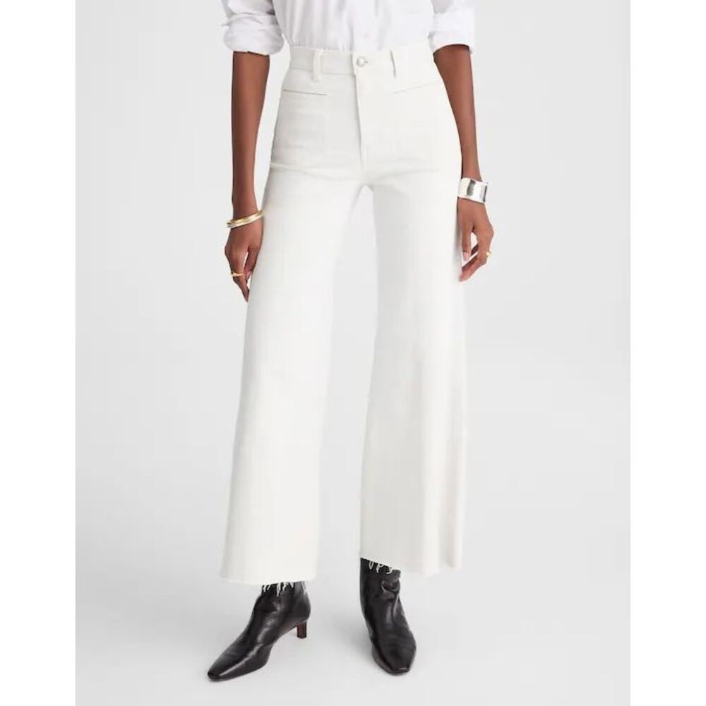 Madewell Flared Wide-Leg Crop Jeans Vintage Ivory Stretch High Rise Size 30 NWT